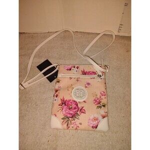 Le Chateau Pink Floral Faux Leather Crossbody Bag